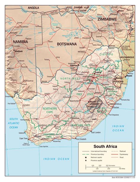 Large Political And Administrative Map Of South Africa With Relief