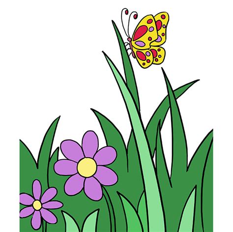 Butterfly Easy Flower Garden Drawing Images Easy Butterfly And Flower