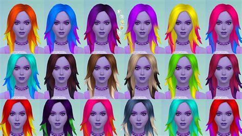 Stars Sugary Pixels Colorful Ombre Rocker Pack 1 Hairstyle Recolor ~ Sims 4 Hairs