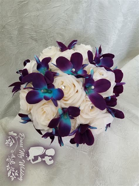 12 pcs galaxy orchid and calla lily wedding bouquets. Dress My Wedding - Rose and galaxy orchid bridal bouquet