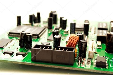 Foto Of Green Computer Circuit Board Transistors Stock Photo By