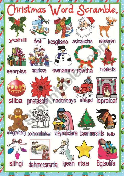 Christmas Word Scramble Esl Worksheet By Mafaldita2009