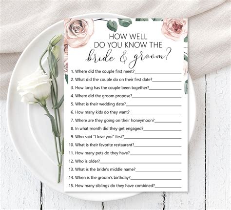 Bridal Shower Kitchen Tea Game How Well Do You Know The Bride And Groom Pdf File Home And Garden