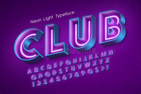 Voltage Neon Light Alphabet Realistic Extra Glowing Font Stock Vector Illustration Of