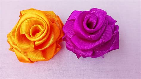 Diy Ribbon Rose Flowerribbon Flowers Tutorial By Nakshi Kantha Centre