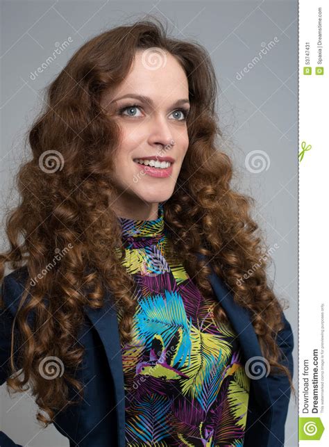 Woman With Curly Long Hair Stock Image Image Of Curly 53747431
