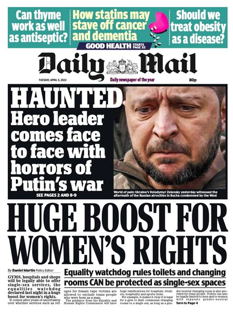 daily mail front page 5th of april 2022 tomorrow s papers today