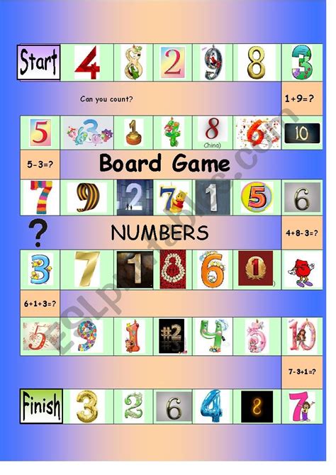 Boardgame Numbers 1 10 Esl Worksheet By Kimto
