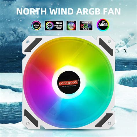 Coolmoon 120mm Pwm Argb Pc Case Fan Quiet 4 Pin Addressable Rgb Cooling