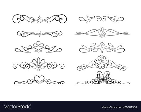 Set Decorative Calligraphic Dividers Royalty Free Vector