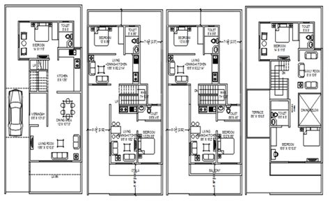 Architectural Plan Of House Design With Detail Dimension In Dwg File