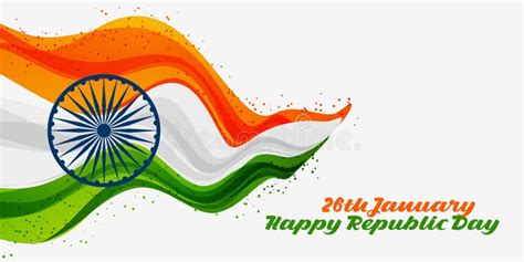 26th January Republic Day Banner With Map Of India Stock Vector