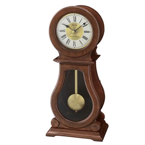 Seiko Rounded Wood Finish Clock With Chime And Pendulum Chiming