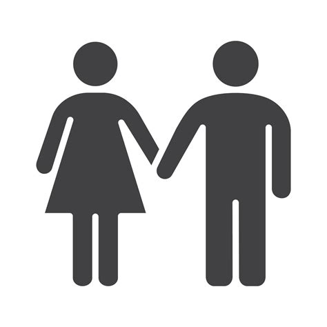 Heterosexual Couple Icon Silhouette Symbol Man And Woman Holding Hands Negative Space Vector