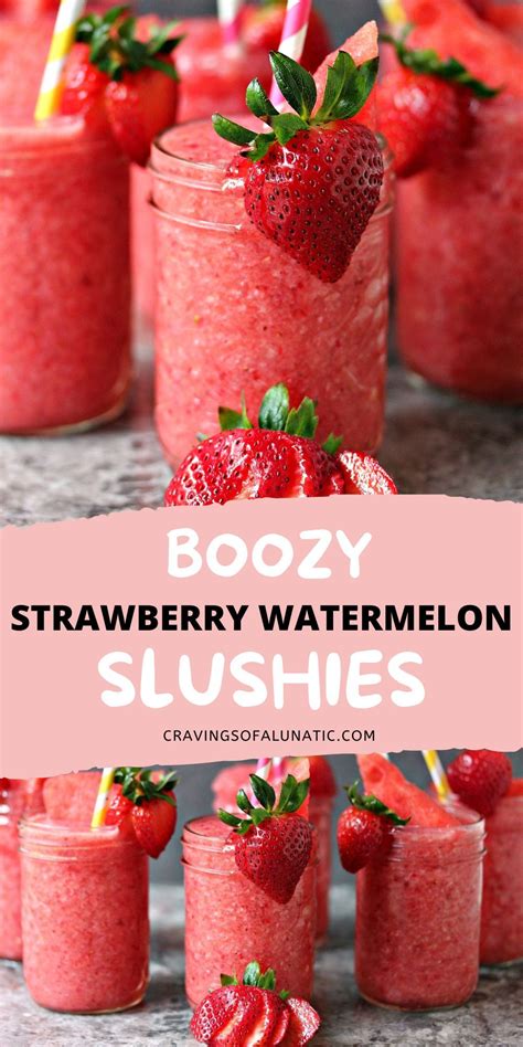 Collage Image Featuring Two Photos Of Boozy Strawberry Watermelon