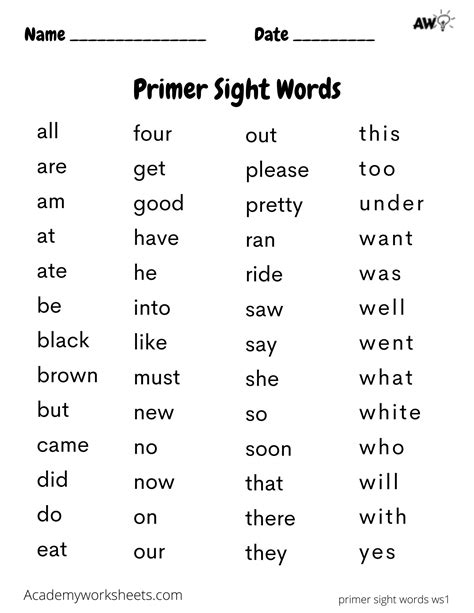 Sight Words Reading Passages And Worksheets Pre Primer Sight Words