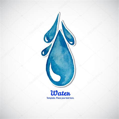 Watercolor Blue Moving Water Drop Logo — Stock Vector