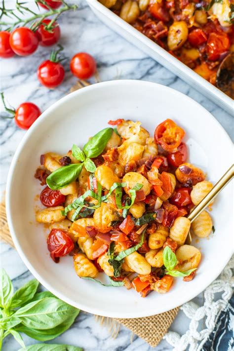 Chorizo And Red Pepper Baked Gnocchi A Saucy Kitchen