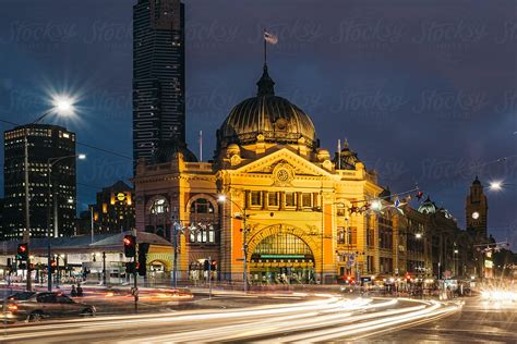 Flinders St Station Melbourne Australia At Night By Stocksy