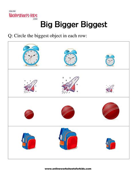 Free Printable Big Bigger Biggest Worksheet For Kids