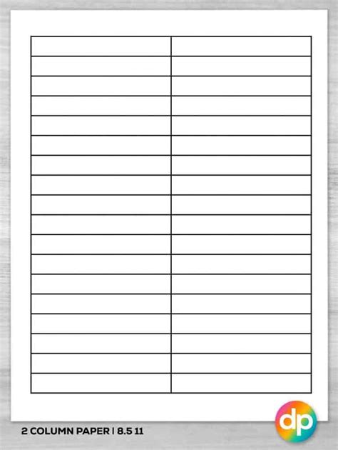 Lined Paper With 2 Columns Printable