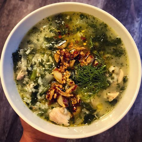 Homemade Chicken Kale Soup With Garlicky Chili Oil Chicken Kale