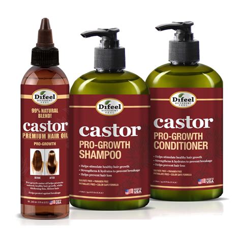 Difeel Pro Growth With Castor Oil 3 Pc Hair Care Set Shampoo 12oz