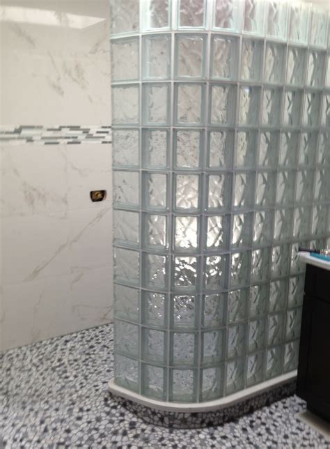 Curved Glass Block Walk In Shower Wall Glass Designs