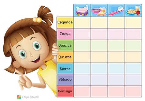 Tabela De Rotinas Diárias Para Crianças Em Casa Idade Iniciais — SÓ