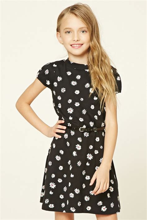 Forever 21 Girls A Knit Skater Dress Featuring An Allover Floral