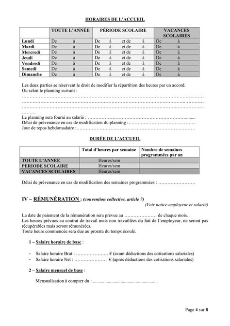 Contrat De Travail D Un Assistant Maternel DOC PDF Page 4 Sur 8