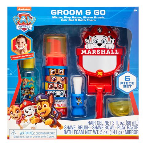 Paw Patrol 6 Piece Groom And Go Play Shave Bath Set With Mirror