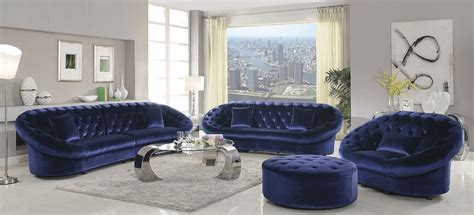 Romanus Royal Blue Velvet Living Room Set 511042 Coaster Furniture