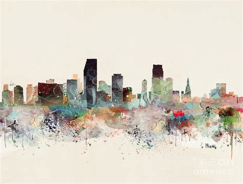 Miami Florida Skyline Painting By Bri Buckley Pixels