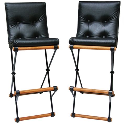 The height adjustment range of 11 allows. Pair of Cleo Baldon High Back Bar Stools at 1stdibs