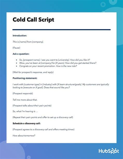Cold Call Script Template