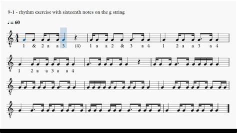 9 1 Rhythm Exercise With Sixteenth Notes On The G String