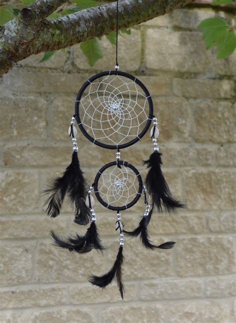Mystical Black Double Dream Catcher With Shell Detail