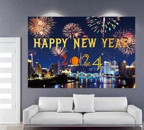 Xtralarge Happy New Year Banner 2024 Vibrant Nye Decorations And Backdrop
