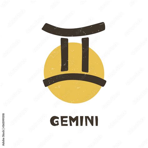 Cute Gemini Zodiac Sign Two Color Astrology Symbol With Handwritten