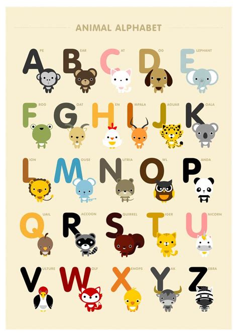 Abcs And 123s Animal 8x10 On A4 Alphabet And Number By Loopzart