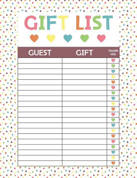 Our free baby shower printables will give you plenty of inspiration. free printable baby shower gift list - Google Search ...