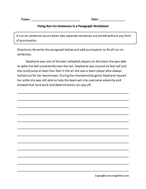 5 Sentence Paragraph Worksheet