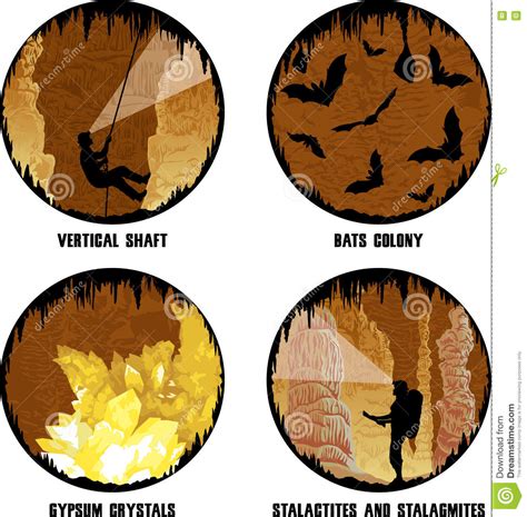 Set Of Vector Illustrations Of Cave Stock Vector