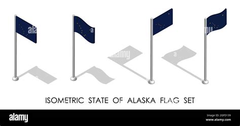 Isometric Flag Of American State Of Alaska In Static Position And In