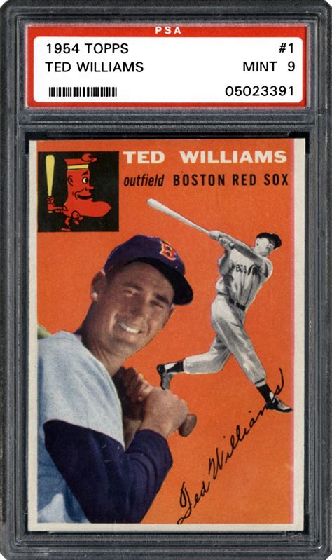 No matter the label, this is the first major ted williams card. 1954 Topps Ted Williams | PSA CardFacts™
