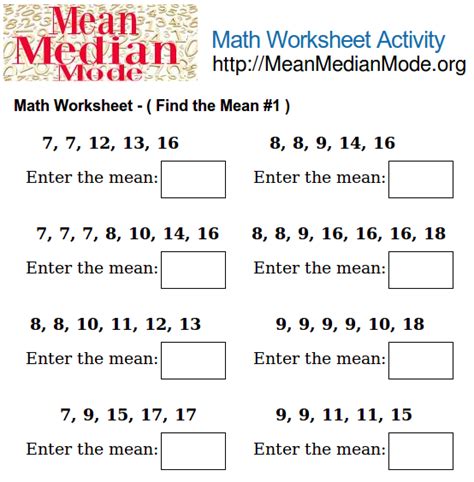 It is essentially the same as +, meaning that whatever comes before it is added to whatever comes after it. Math Worksheet Activity ( Find the Mean #2 ) | Mean Median ...
