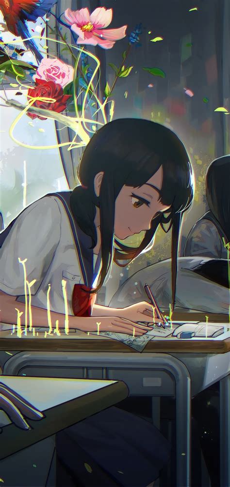 1080x2280 Anime Girl In Art Class One Plus 6huawei P20honor View 10