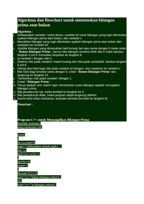 DOCX Algoritma Dan Flowchart Untuk Menentukan Bilangan Prima Atau Bukan Docx DOKUMEN TIPS