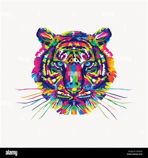Colorful Tiger Sticker Animal Illustration Vector Stock Vector Image